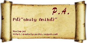 Páskuly Anikó névjegykártya